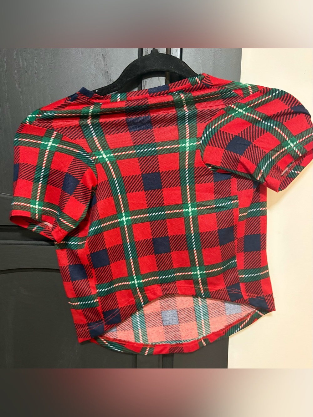 Festive dog Tartan Plaid Pet Shirt with Curved High-Cut Belly Hem size XL nwt
